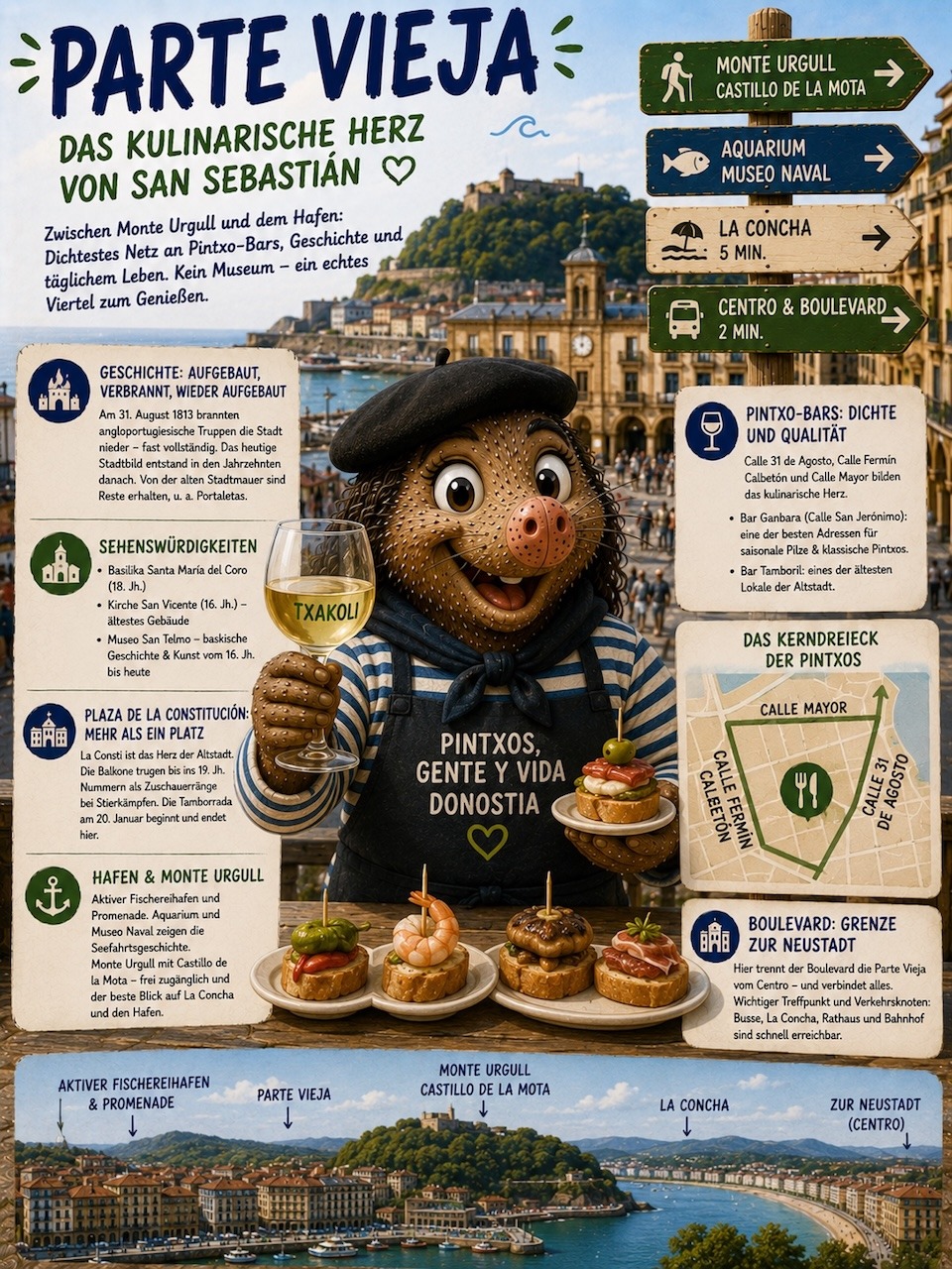 Parte Vieja San Sebastian – Enge Gassen und Pintxo-Bars in der Altstadt von Donostia