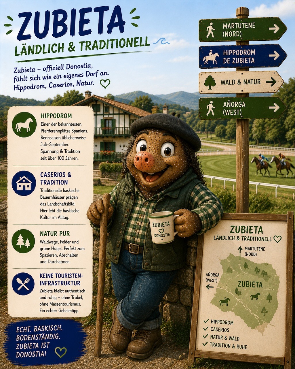 Zubieta San Sebastian – Laendliches Dorf mit Hippodrom